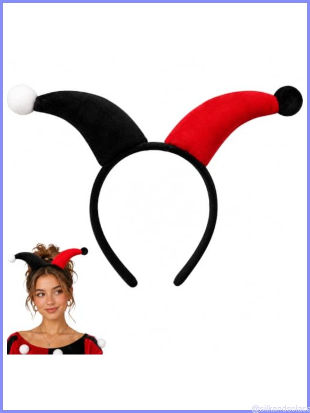 Plush Jester Clown Headband Fuzzy Halloween Costume Party Hair Accessory